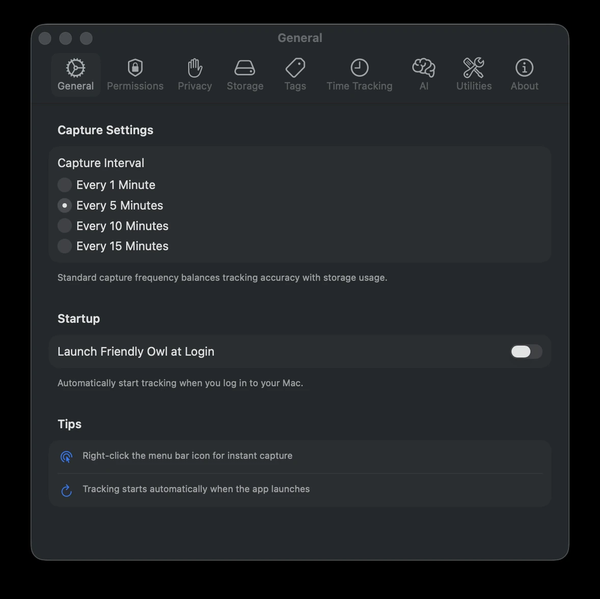 General settings