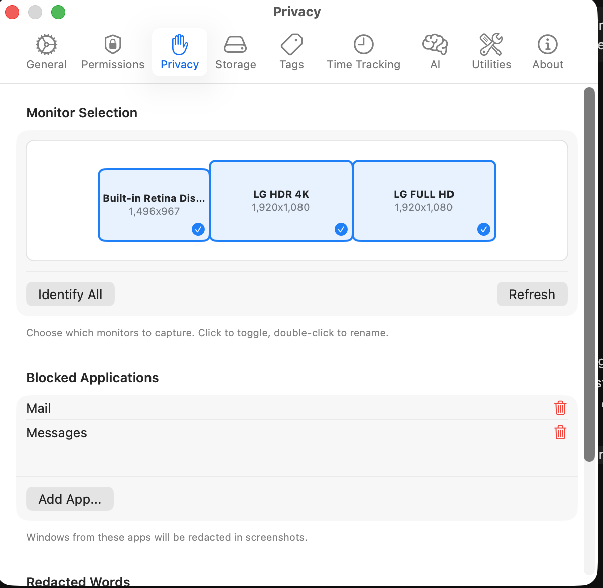 Privacy controls