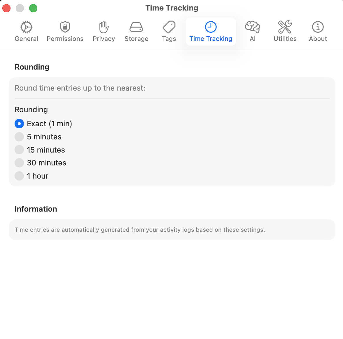 Time tracking rules